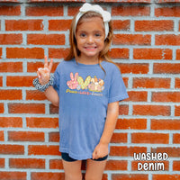 Peace Love and Easter Youth Midweight Comfort Colors Tee