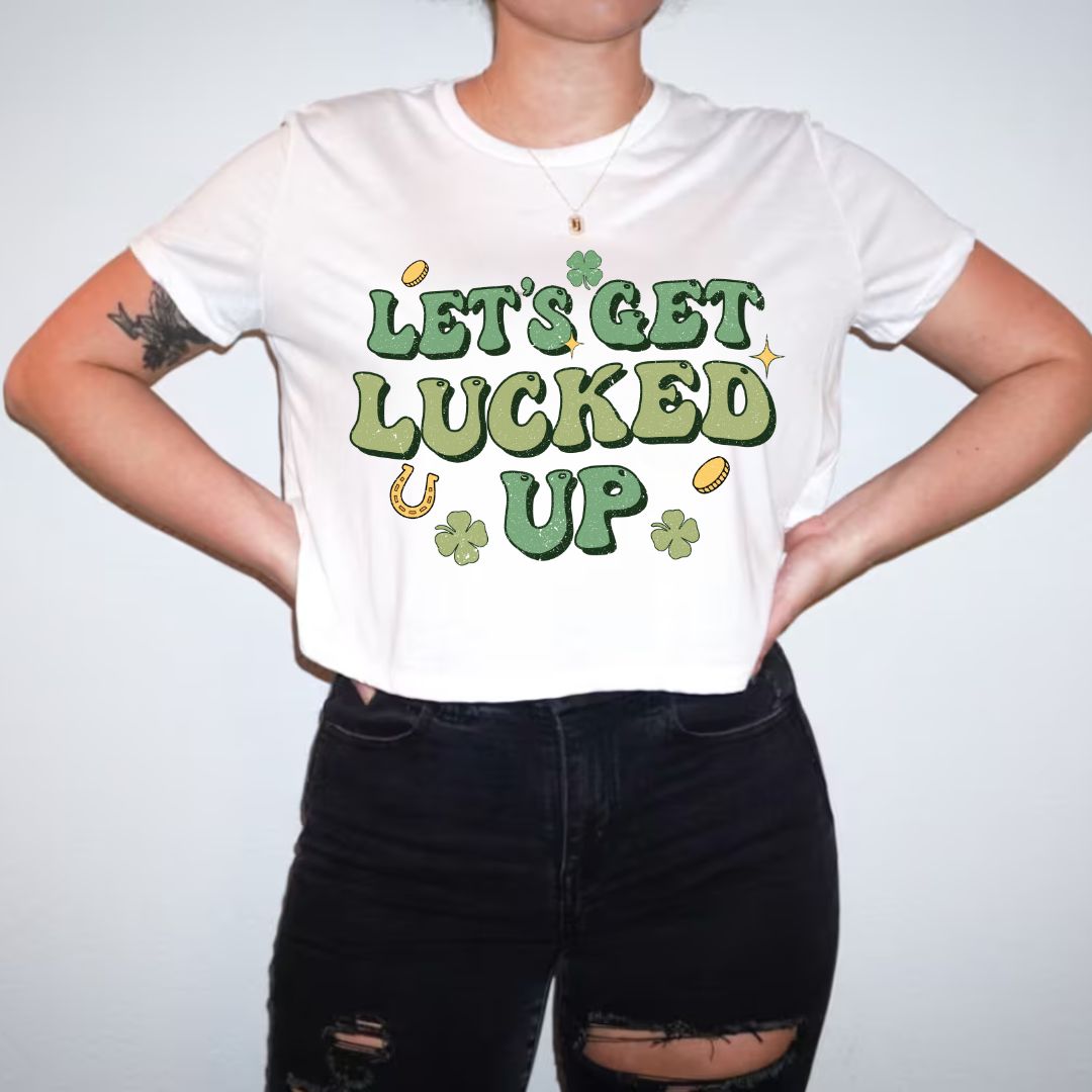 Let's Get Lucked Up Women's Flowy Cropped Tee