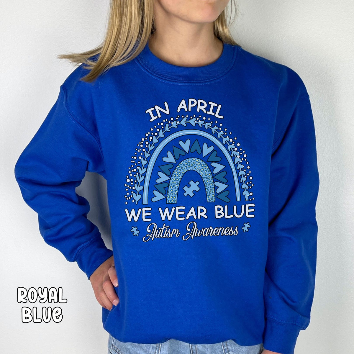 In April We Wear Blue Youth Crewneck Sweatshirt