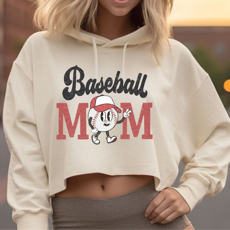 Baseball Mom Women’s Cropped Hooded Sweatshirt