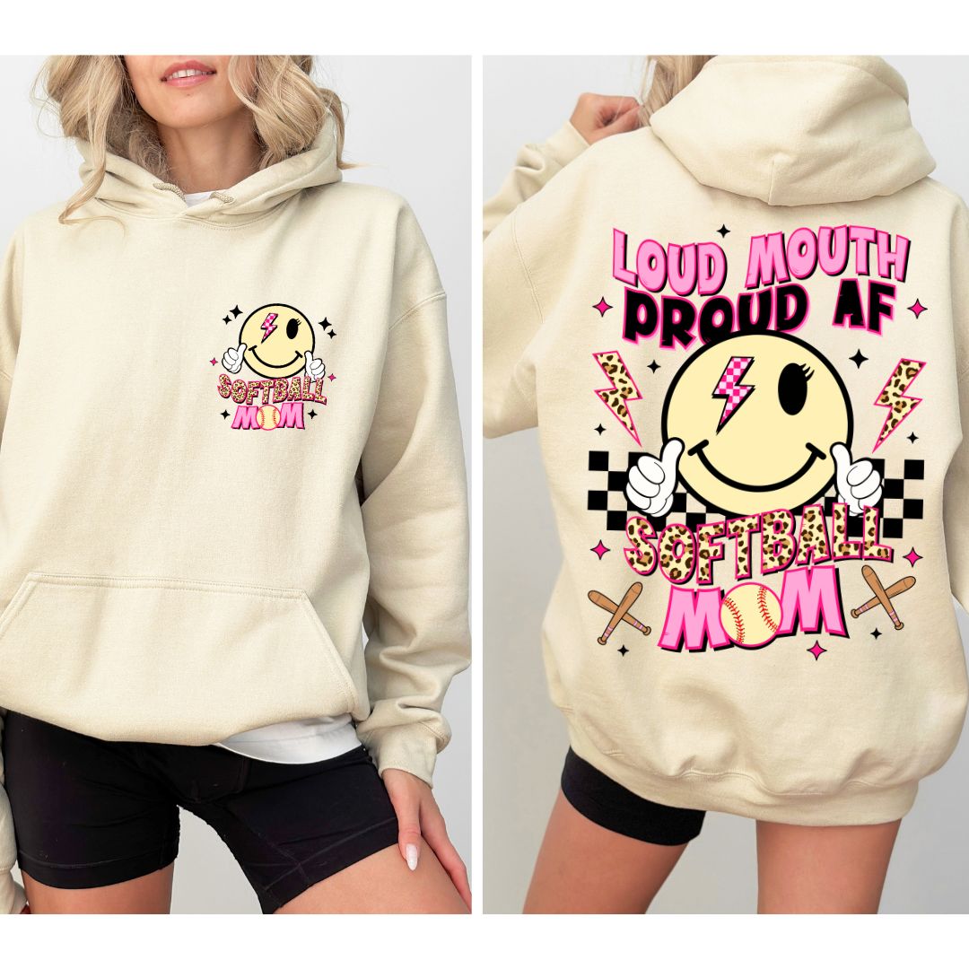 Loud AF Softball Mom Unisex Heavy Blend™ Hooded Sweatshirt