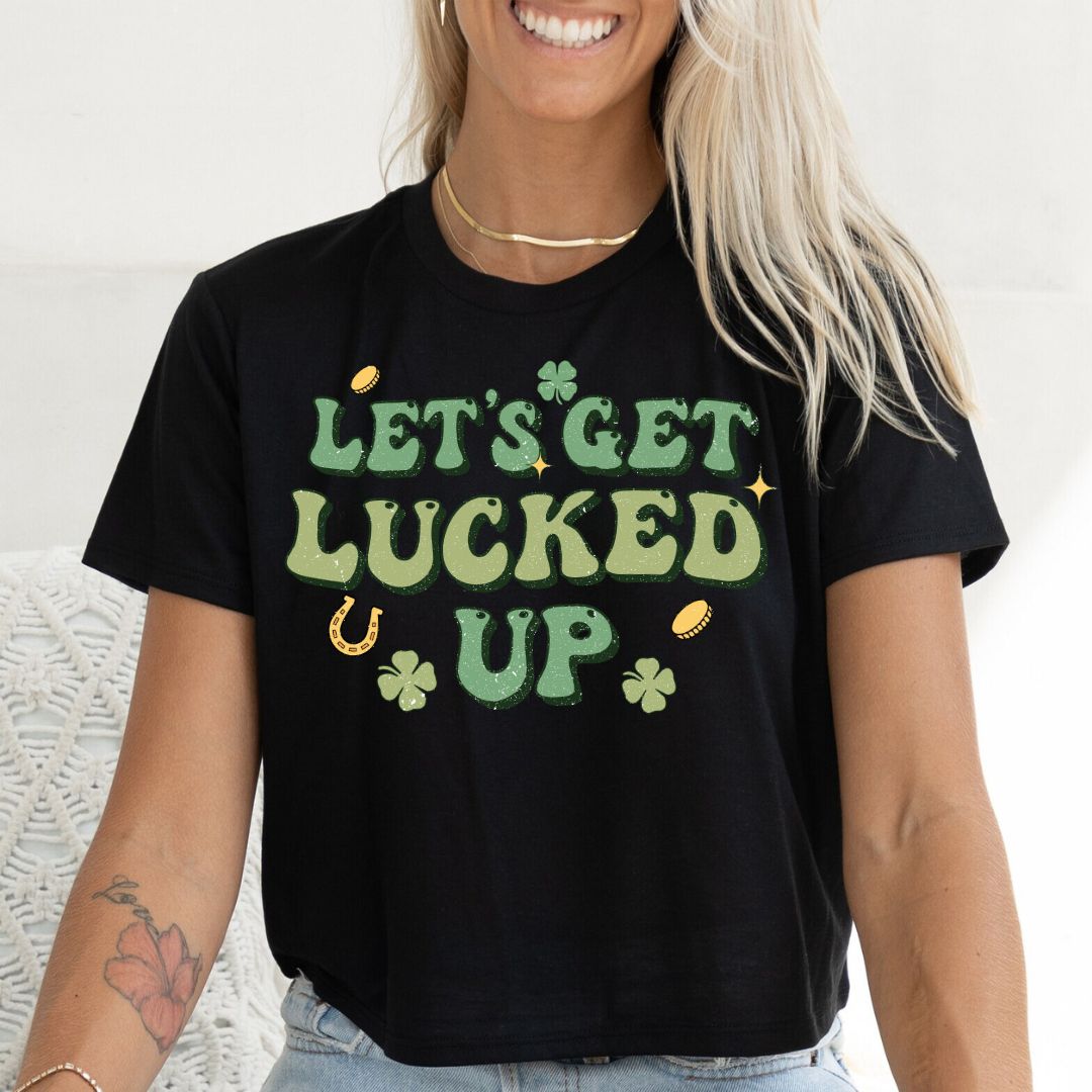 Let's Get Lucked Up Women's Flowy Cropped Tee