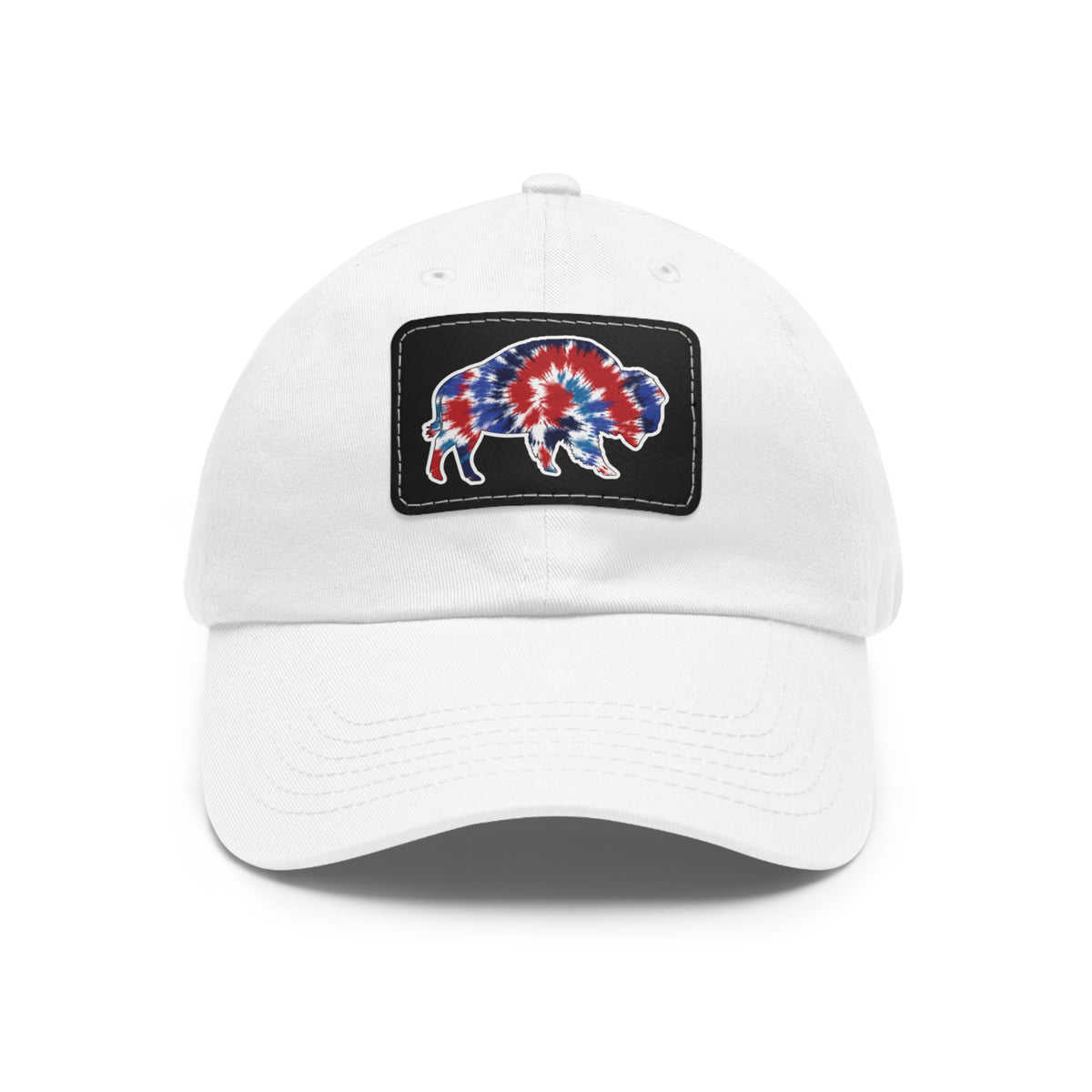 Buffalo Tie-Dye Hat with Leather Patch (Rectangle)