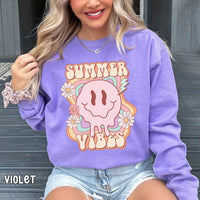 Groovy Summer Vibes Unisex Comfort Colors Sweatshirt